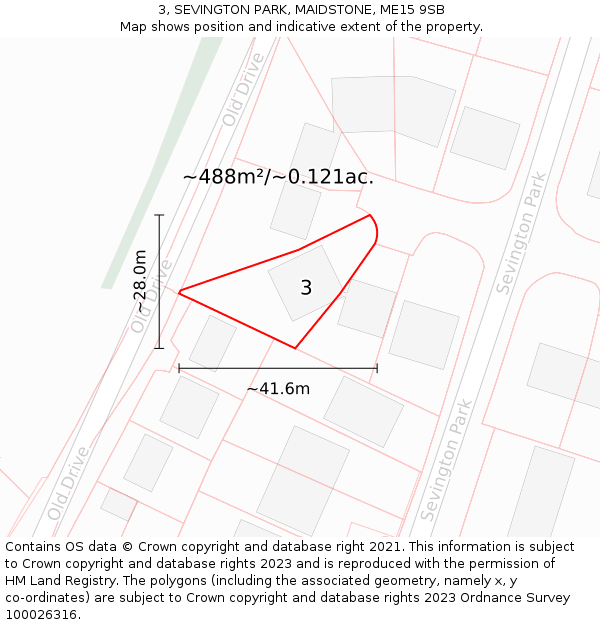 3, SEVINGTON PARK, MAIDSTONE, ME15 9SB: Plot and title map