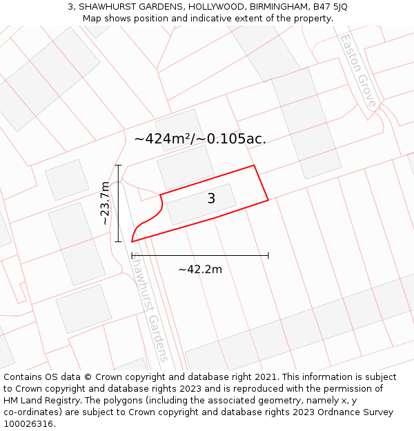 3, SHAWHURST GARDENS, HOLLYWOOD, BIRMINGHAM, B47 5JQ: Plot and title map
