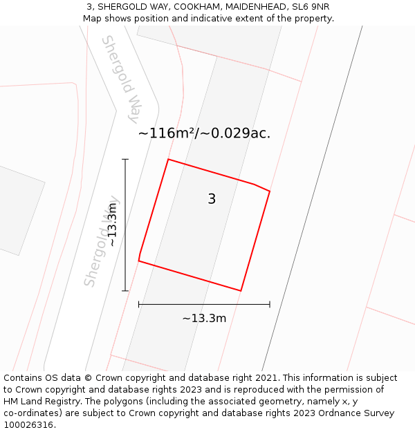 3, SHERGOLD WAY, COOKHAM, MAIDENHEAD, SL6 9NR: Plot and title map