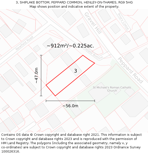 3, SHIPLAKE BOTTOM, PEPPARD COMMON, HENLEY-ON-THAMES, RG9 5HG: Plot and title map
