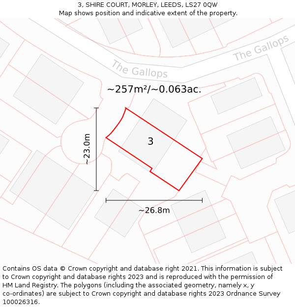3, SHIRE COURT, MORLEY, LEEDS, LS27 0QW: Plot and title map