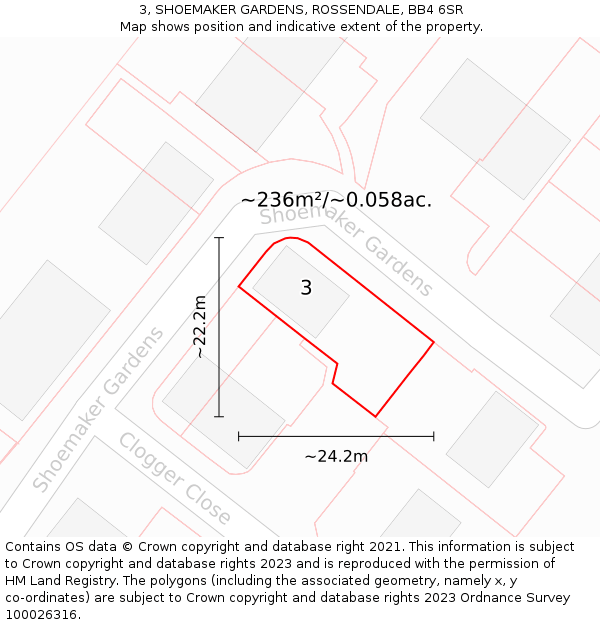3, SHOEMAKER GARDENS, ROSSENDALE, BB4 6SR: Plot and title map
