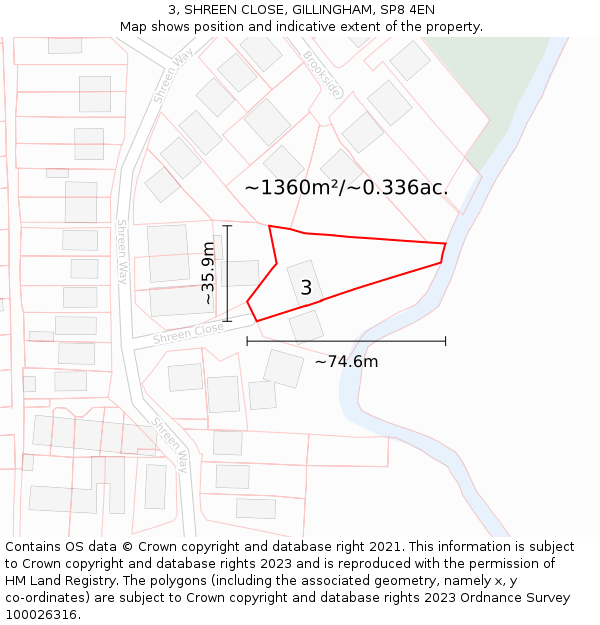 3, SHREEN CLOSE, GILLINGHAM, SP8 4EN: Plot and title map