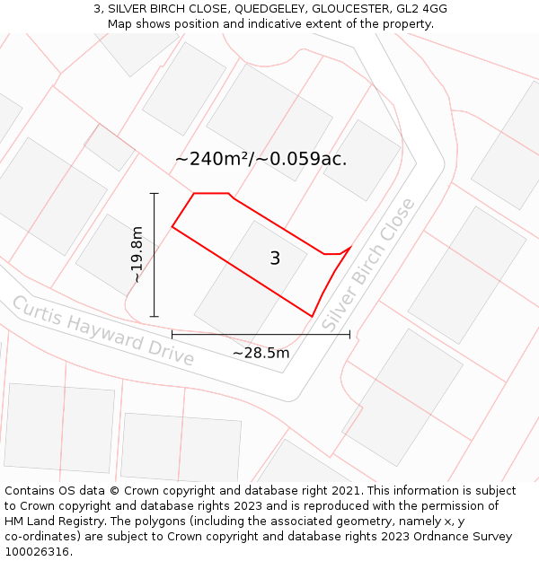 3, SILVER BIRCH CLOSE, QUEDGELEY, GLOUCESTER, GL2 4GG: Plot and title map