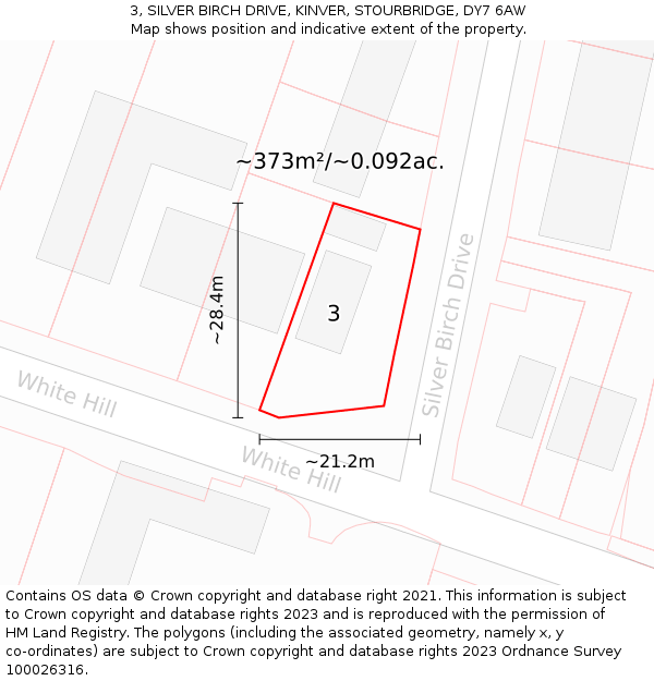 3, SILVER BIRCH DRIVE, KINVER, STOURBRIDGE, DY7 6AW: Plot and title map