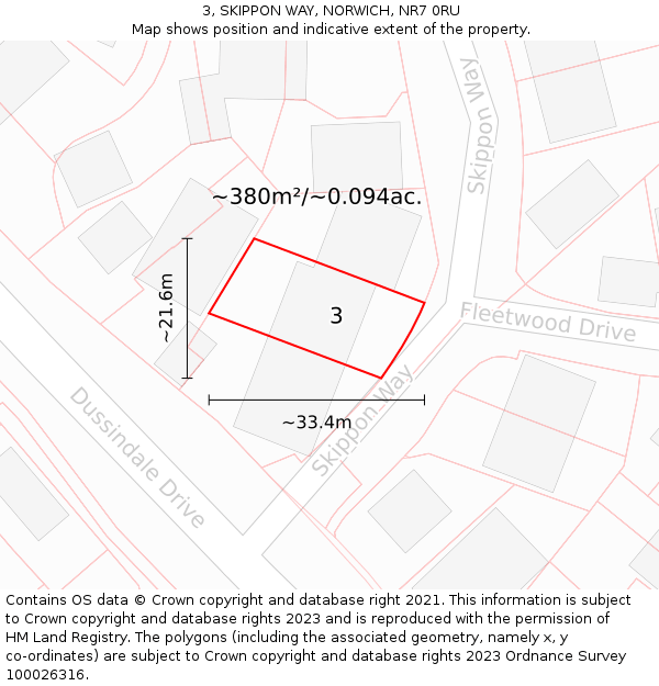3, SKIPPON WAY, NORWICH, NR7 0RU: Plot and title map