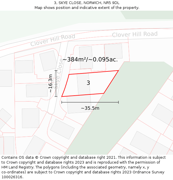 3, SKYE CLOSE, NORWICH, NR5 9DL: Plot and title map