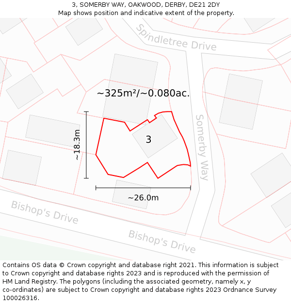 3, SOMERBY WAY, OAKWOOD, DERBY, DE21 2DY: Plot and title map