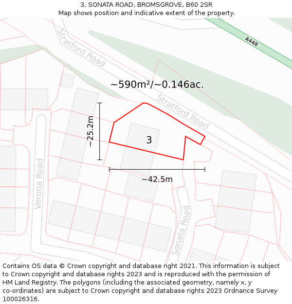 3, SONATA ROAD, BROMSGROVE, B60 2SR: Plot and title map