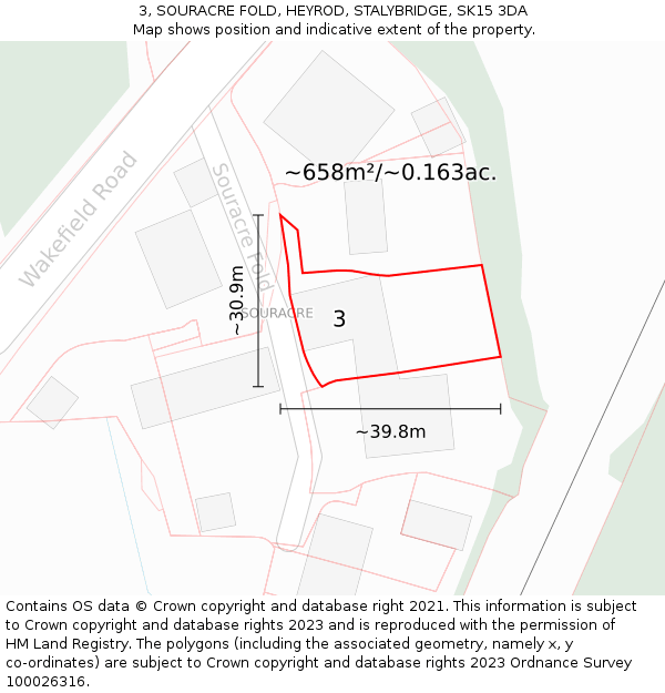 3, SOURACRE FOLD, HEYROD, STALYBRIDGE, SK15 3DA: Plot and title map