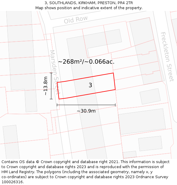 3, SOUTHLANDS, KIRKHAM, PRESTON, PR4 2TR: Plot and title map