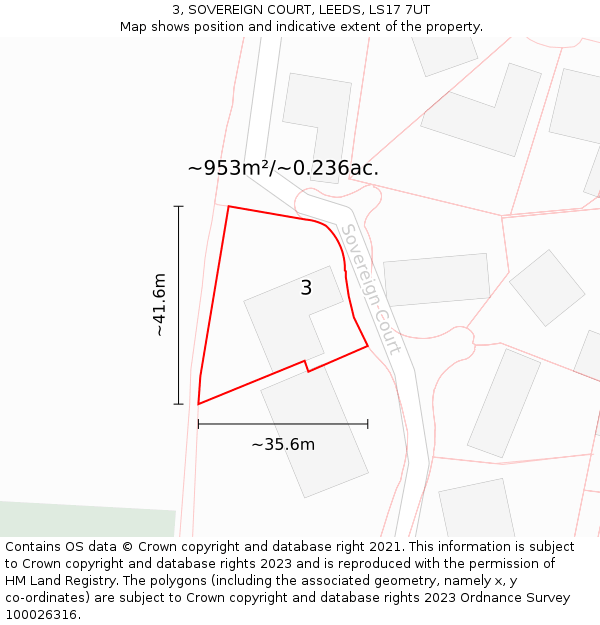 3, SOVEREIGN COURT, LEEDS, LS17 7UT: Plot and title map