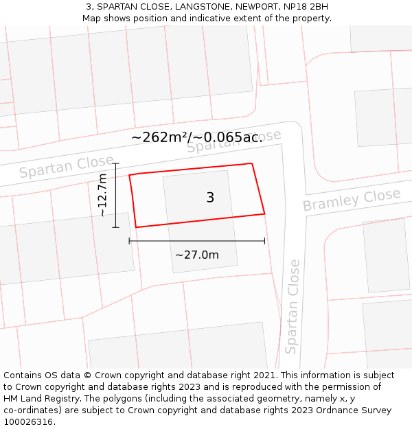 3, SPARTAN CLOSE, LANGSTONE, NEWPORT, NP18 2BH: Plot and title map