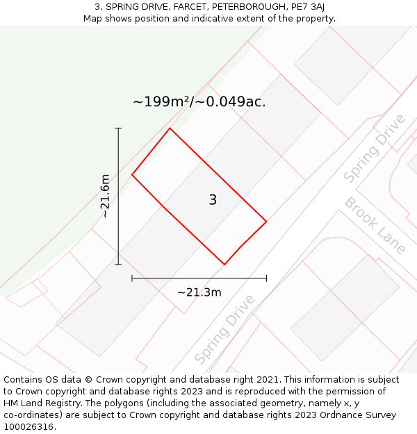 3, SPRING DRIVE, FARCET, PETERBOROUGH, PE7 3AJ: Plot and title map