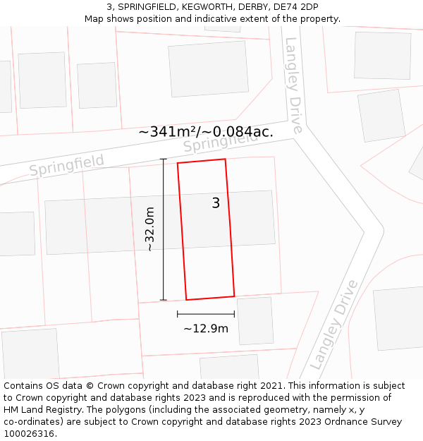 3, SPRINGFIELD, KEGWORTH, DERBY, DE74 2DP: Plot and title map