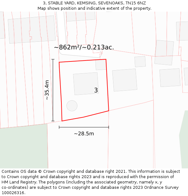 3, STABLE YARD, KEMSING, SEVENOAKS, TN15 6NZ: Plot and title map