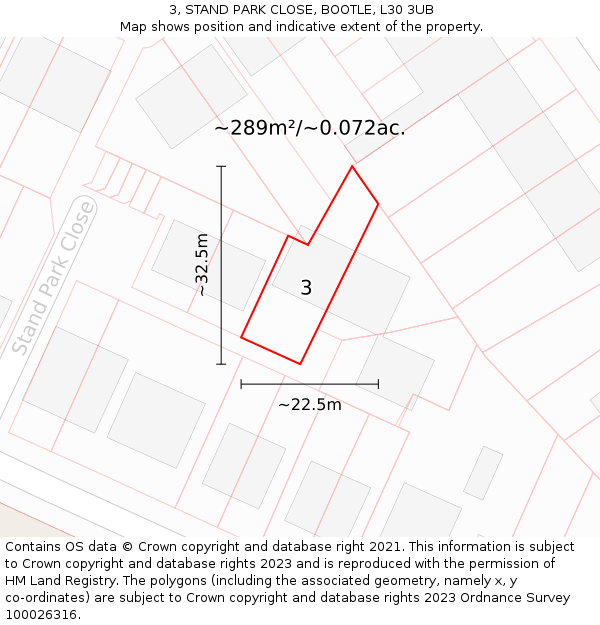 3, STAND PARK CLOSE, BOOTLE, L30 3UB: Plot and title map