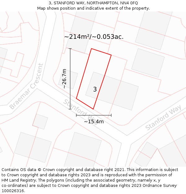 3, STANFORD WAY, NORTHAMPTON, NN4 0FQ: Plot and title map