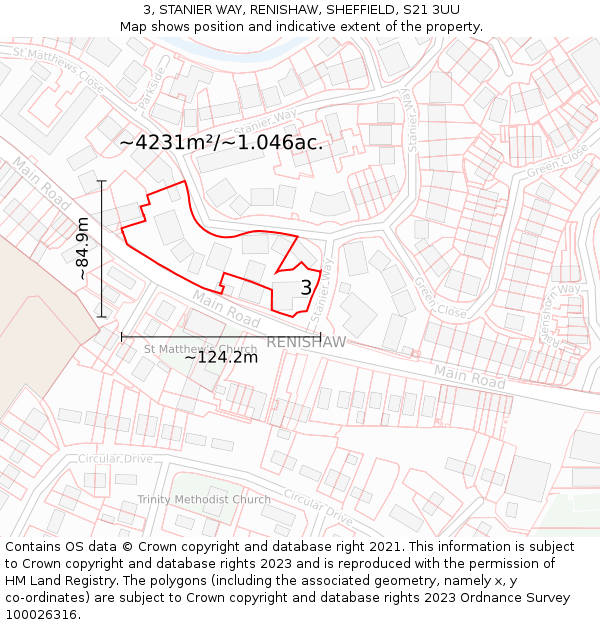 3, STANIER WAY, RENISHAW, SHEFFIELD, S21 3UU: Plot and title map