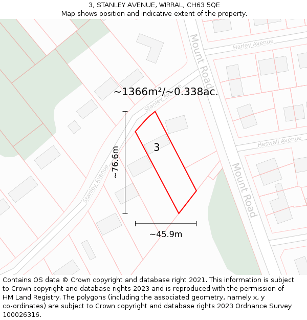 3, STANLEY AVENUE, WIRRAL, CH63 5QE: Plot and title map