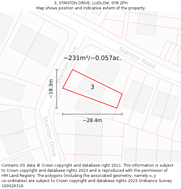 3, STANTON DRIVE, LUDLOW, SY8 2PH: Plot and title map