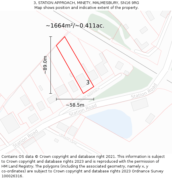 3, STATION APPROACH, MINETY, MALMESBURY, SN16 9RG: Plot and title map