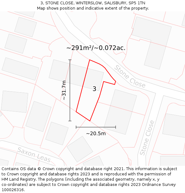 3, STONE CLOSE, WINTERSLOW, SALISBURY, SP5 1TN: Plot and title map