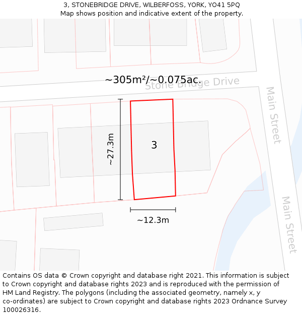 3, STONEBRIDGE DRIVE, WILBERFOSS, YORK, YO41 5PQ: Plot and title map