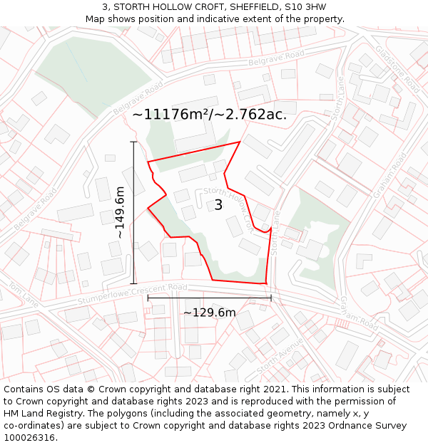 3, STORTH HOLLOW CROFT, SHEFFIELD, S10 3HW: Plot and title map