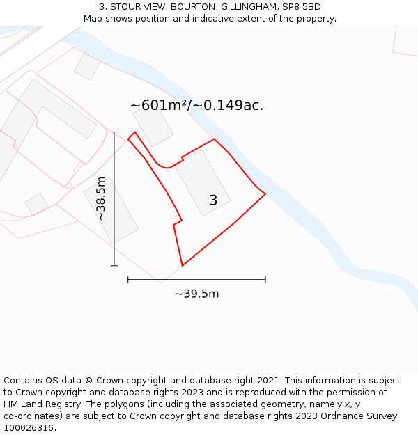 3, STOUR VIEW, BOURTON, GILLINGHAM, SP8 5BD: Plot and title map