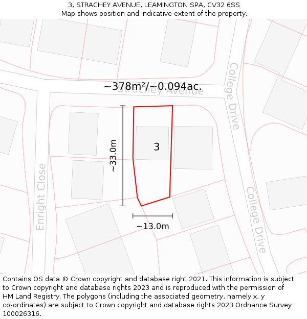 3, STRACHEY AVENUE, LEAMINGTON SPA, CV32 6SS: Plot and title map
