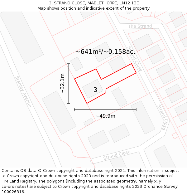 3, STRAND CLOSE, MABLETHORPE, LN12 1BE: Plot and title map