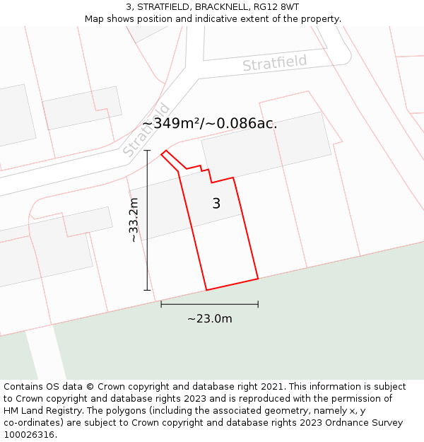 3, STRATFIELD, BRACKNELL, RG12 8WT: Plot and title map