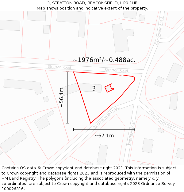3, STRATTON ROAD, BEACONSFIELD, HP9 1HR: Plot and title map