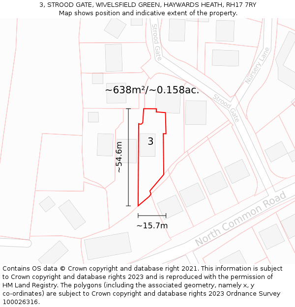 3, STROOD GATE, WIVELSFIELD GREEN, HAYWARDS HEATH, RH17 7RY: Plot and title map