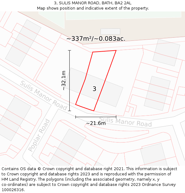 3, SULIS MANOR ROAD, BATH, BA2 2AL: Plot and title map