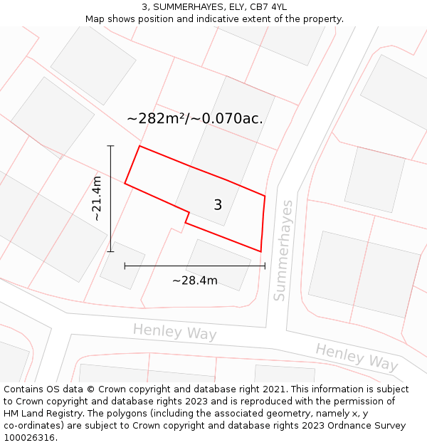 3, SUMMERHAYES, ELY, CB7 4YL: Plot and title map