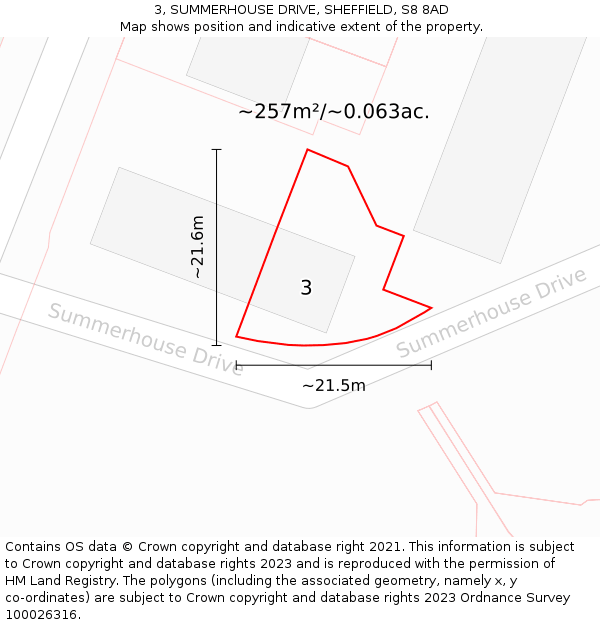 3, SUMMERHOUSE DRIVE, SHEFFIELD, S8 8AD: Plot and title map
