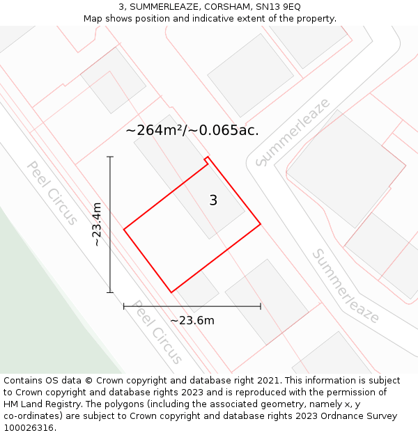 3, SUMMERLEAZE, CORSHAM, SN13 9EQ: Plot and title map