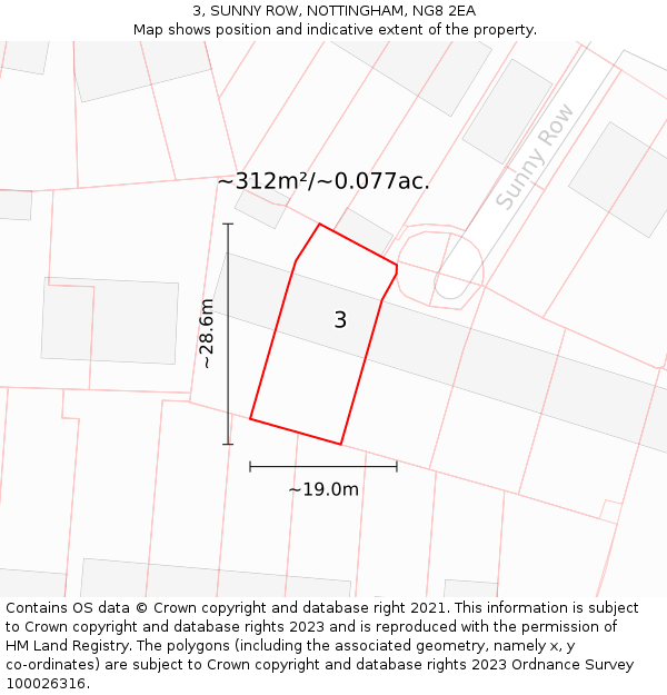 3, SUNNY ROW, NOTTINGHAM, NG8 2EA: Plot and title map