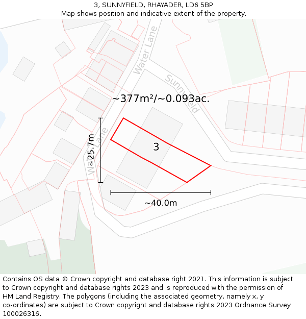 3, SUNNYFIELD, RHAYADER, LD6 5BP: Plot and title map
