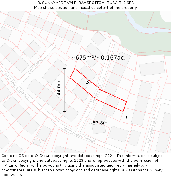 3, SUNNYMEDE VALE, RAMSBOTTOM, BURY, BL0 9RR: Plot and title map