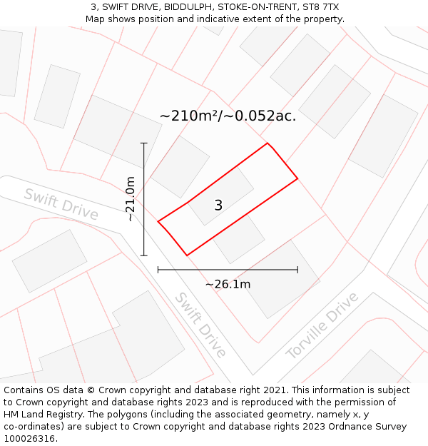3, SWIFT DRIVE, BIDDULPH, STOKE-ON-TRENT, ST8 7TX: Plot and title map