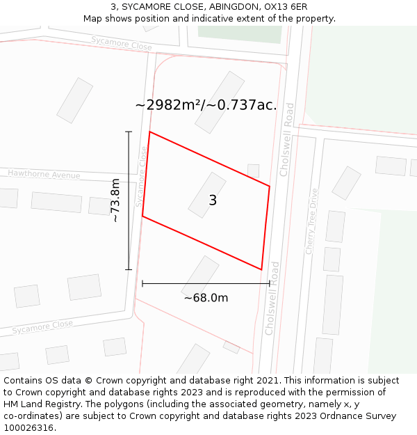 3, SYCAMORE CLOSE, ABINGDON, OX13 6ER: Plot and title map