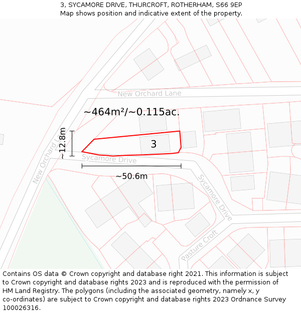 3, SYCAMORE DRIVE, THURCROFT, ROTHERHAM, S66 9EP: Plot and title map