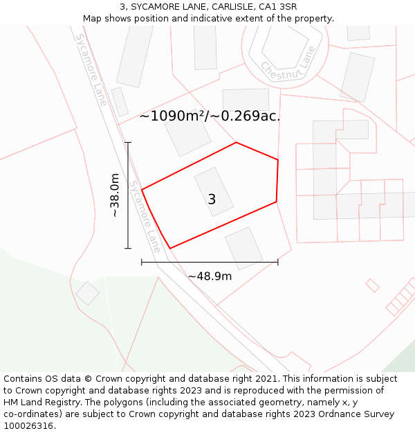3, SYCAMORE LANE, CARLISLE, CA1 3SR: Plot and title map