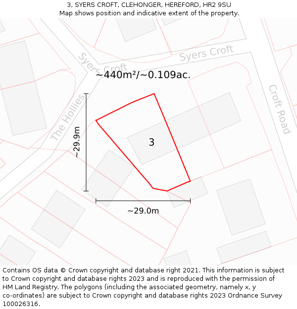 3, SYERS CROFT, CLEHONGER, HEREFORD, HR2 9SU: Plot and title map