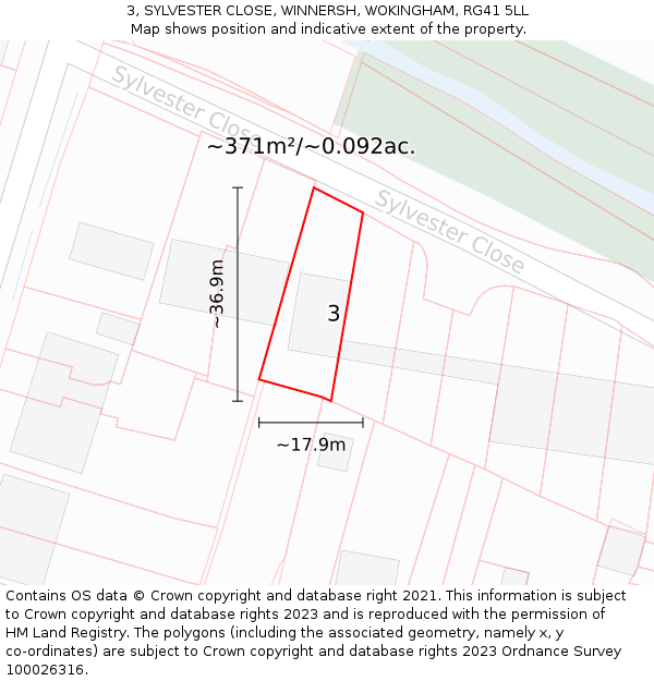 3, SYLVESTER CLOSE, WINNERSH, WOKINGHAM, RG41 5LL: Plot and title map