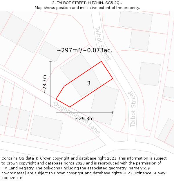 3, TALBOT STREET, HITCHIN, SG5 2QU: Plot and title map