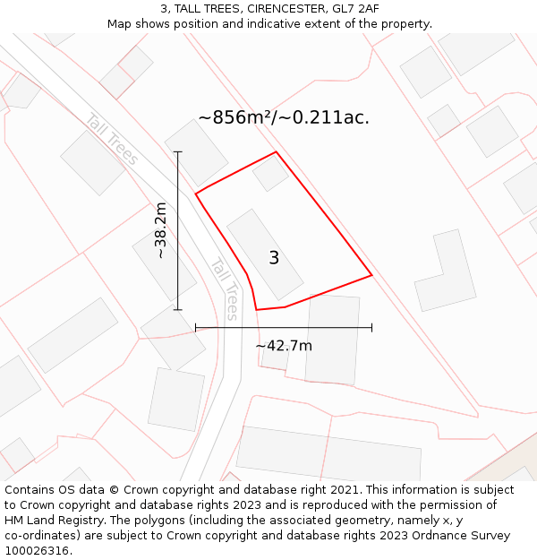 3, TALL TREES, CIRENCESTER, GL7 2AF: Plot and title map
